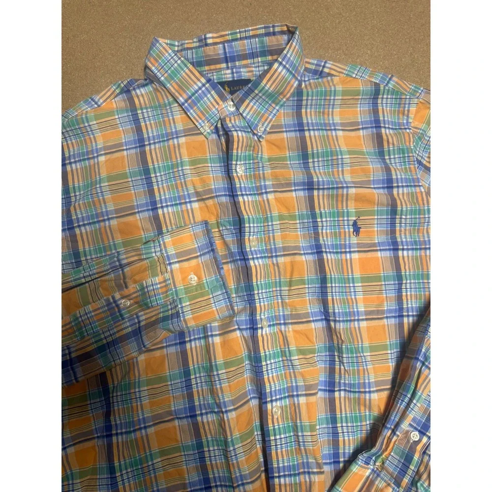 Ralph Lauren Plaid Button Down Shirt Men's‎ XXL 100% Cotton Stretch $89